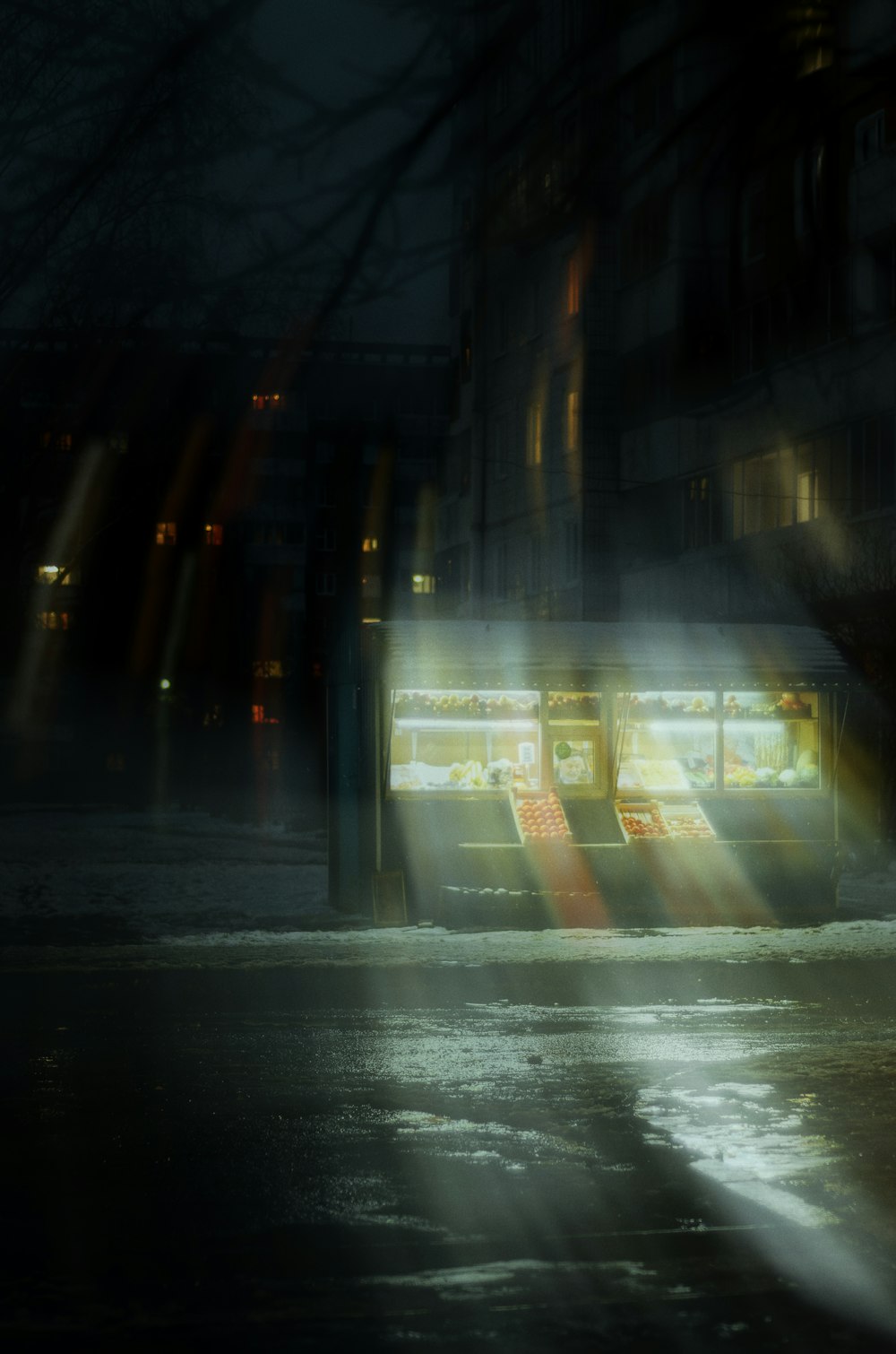 a street scene with focus on a store front
