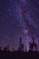a night sky filled with stars and trees