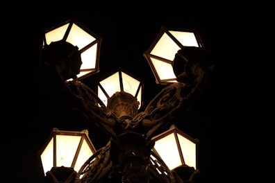 Close-up of aluminum luminaires designed for public lighting