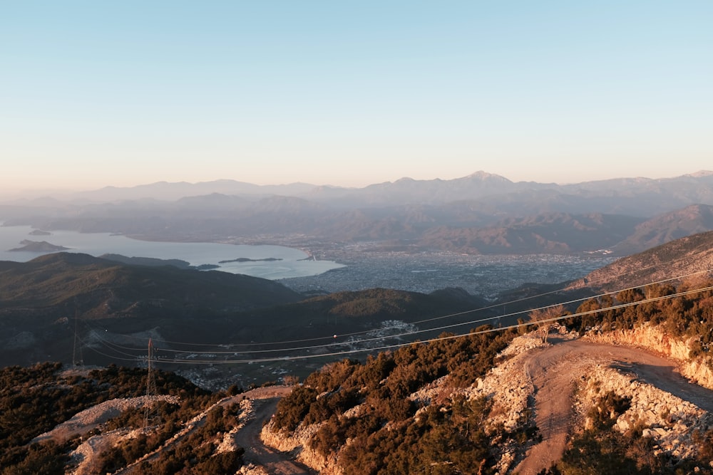 a view of a city from a mountain top