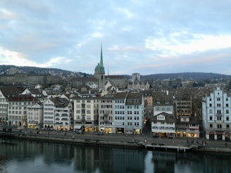 a view of a city with a river running through it