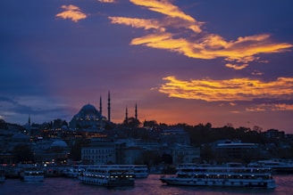 A stunning sunset view from the yacht on Dubai Canal.