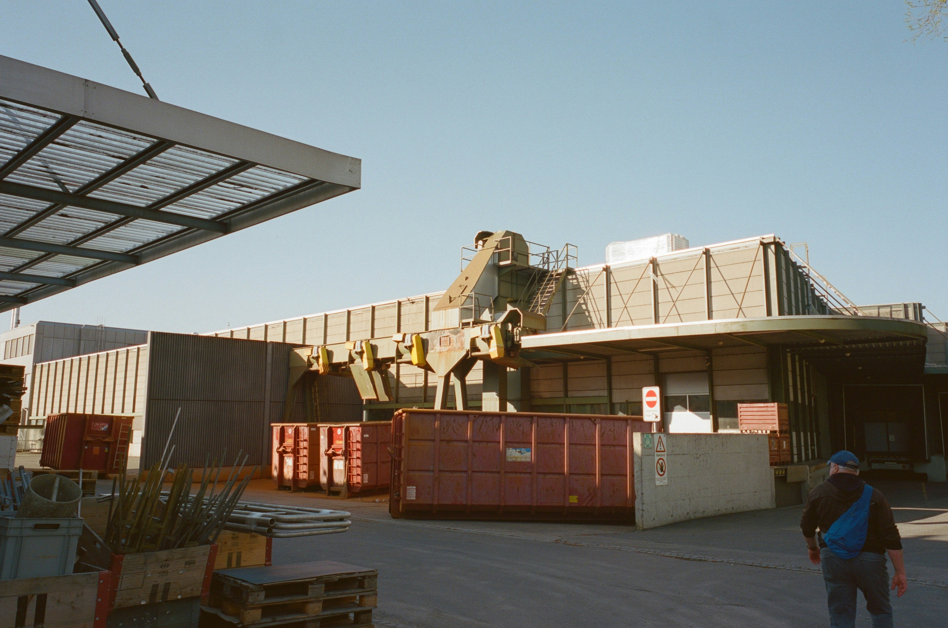 Industrial battery storage container being installed