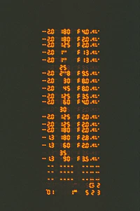 A clean, black-and-white data terminal interface with sharp white typography and grid lines.
