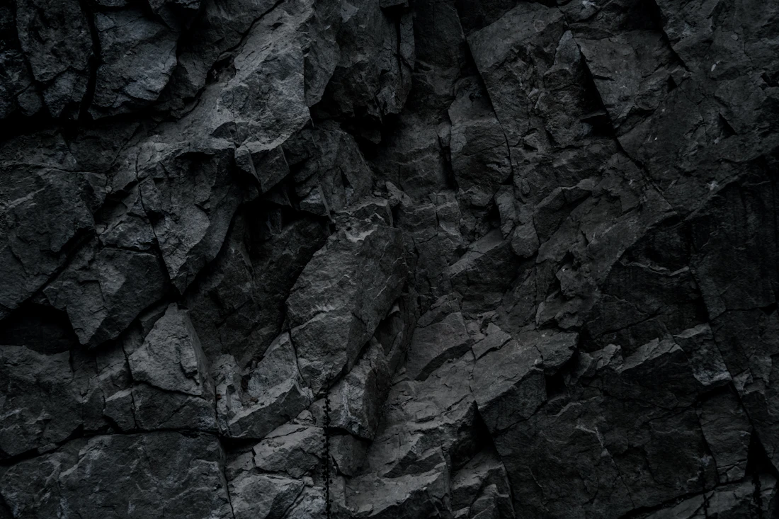 Close-up of a dark volcanic rock wall used as form reference