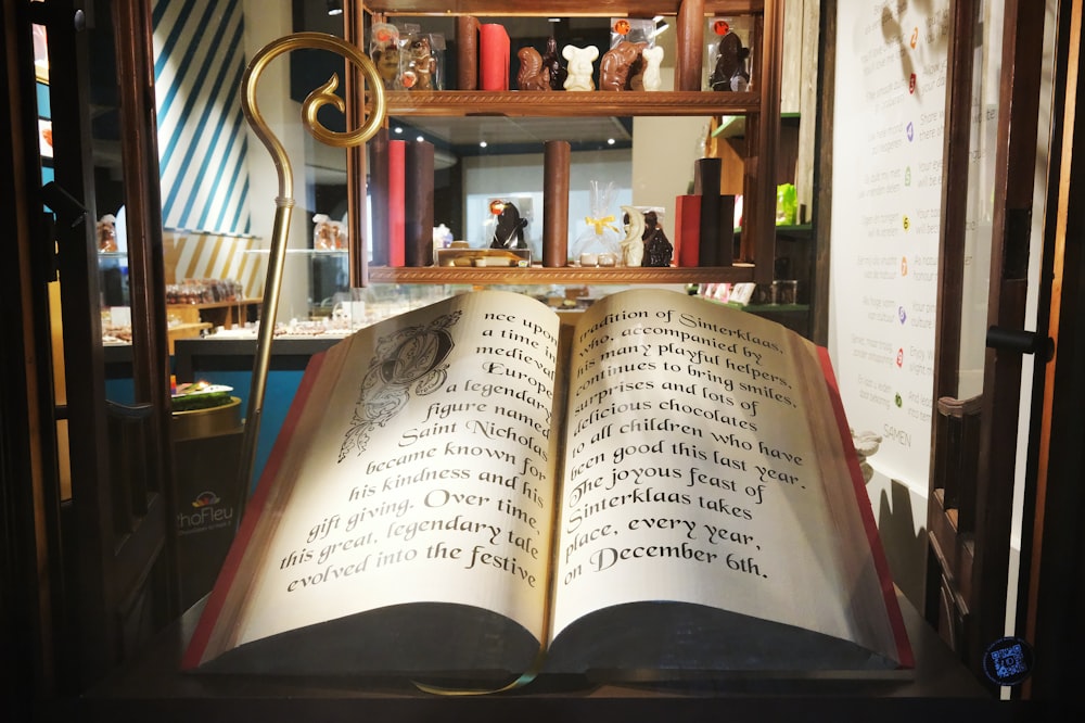 an open book sitting on top of a table