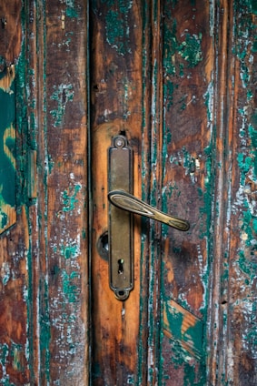 Close-up of a skilled craftsman gently stripping paint from an ornate antique wooden door.