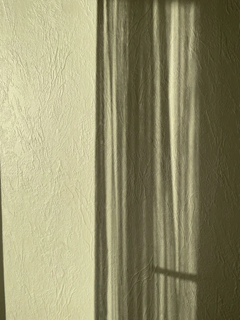 Abstract shadows and light patterns on a textured wall, suggesting depth and presence.