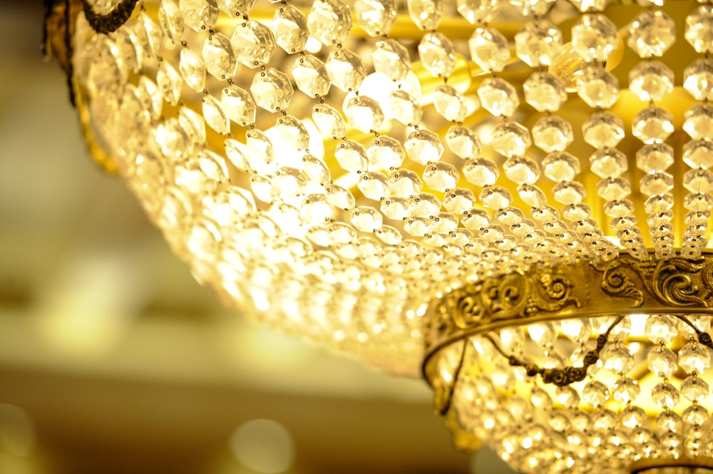 a chandelier hanging from a ceiling in a room