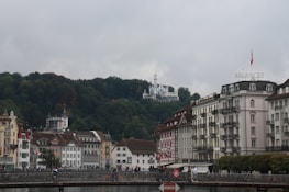 A peaceful Swiss cityscape with modern buildings and clear skies.