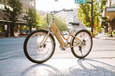 a bicycle parked on the side of the road
