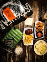 A set of durable pilot leg bags neatly arranged on a wooden table.