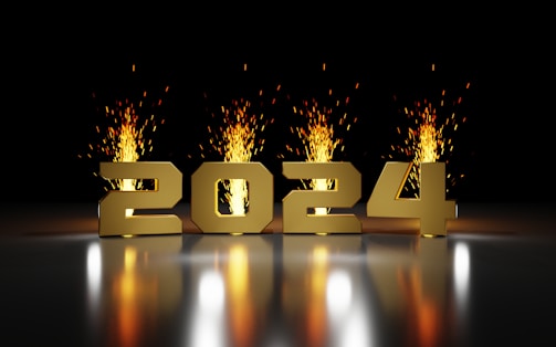 A calendar marked with 2026 and fireworks lighting up the sky.