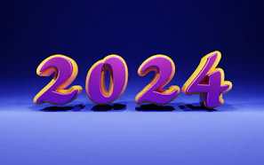 A vibrant infographic showing AI trends and data points in 2024.