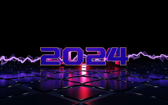 Futuristic voice assistant waveform glowing in electric blue and pink hues against a dark background.