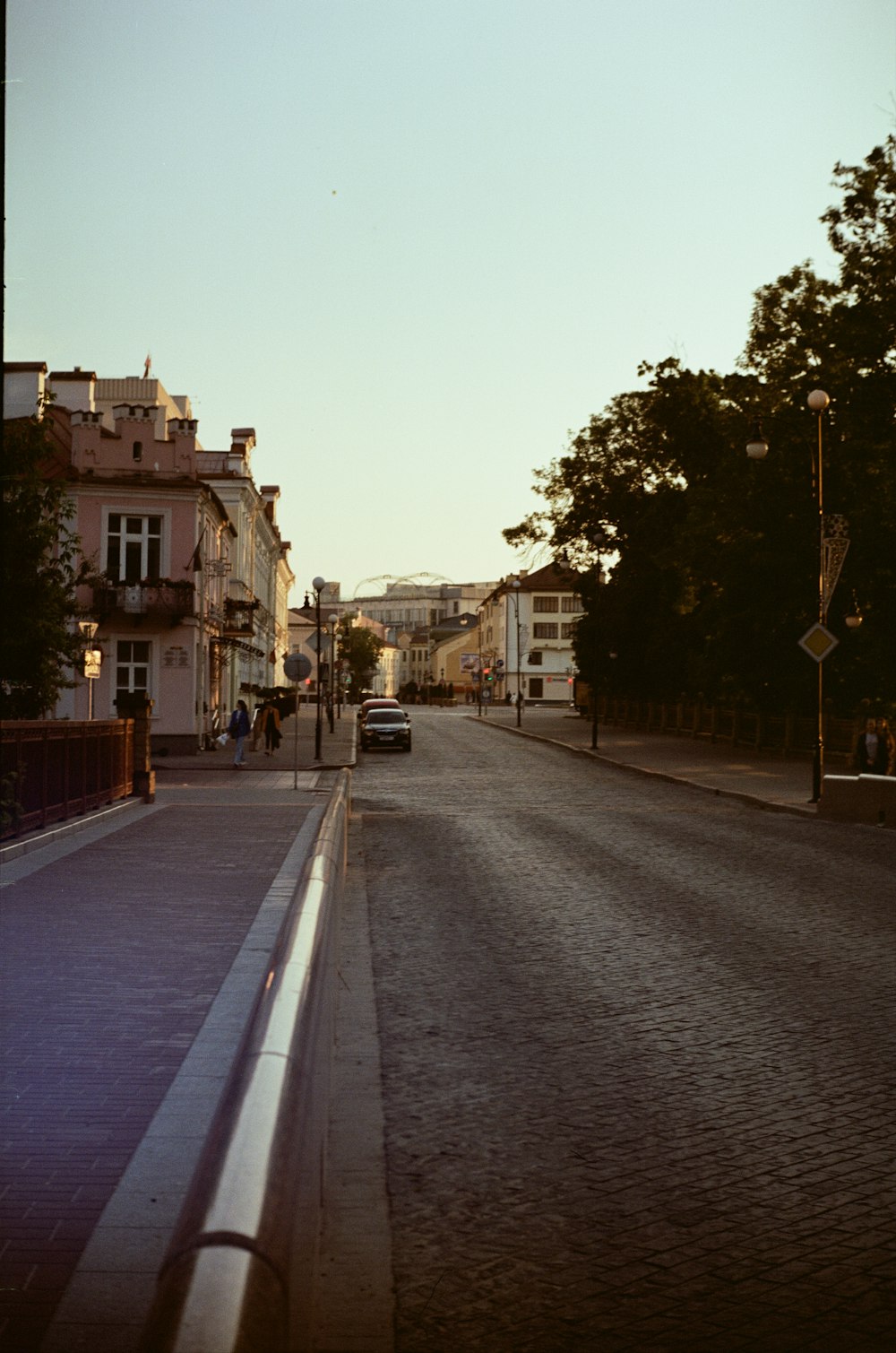 a car is parked on the side of the road