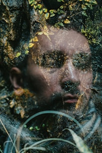 An imaginative portrait blending surreal elements with authentic human expressions.