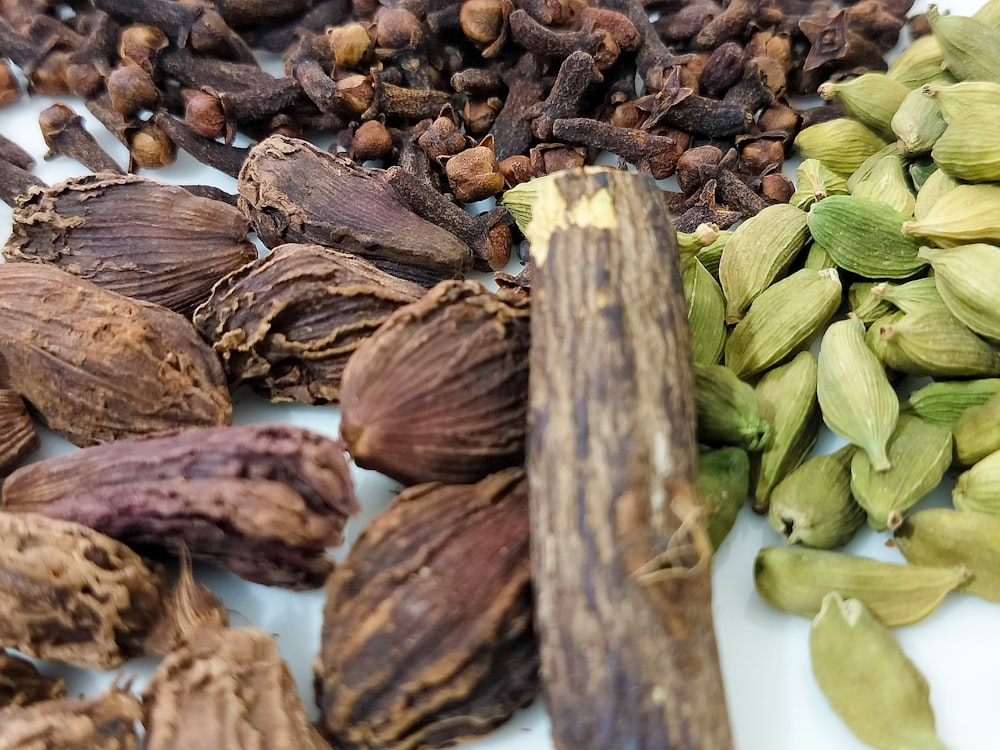 a close up of a bunch of different types of spices