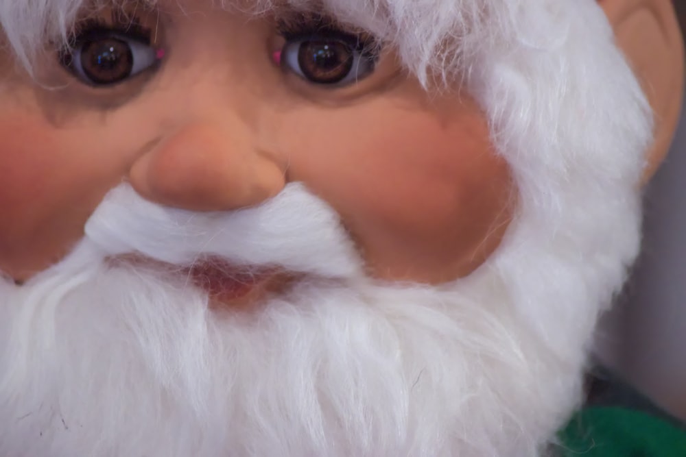 a close up of a santa claus's face