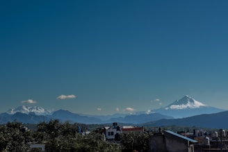 a view of a mountain range in the distance