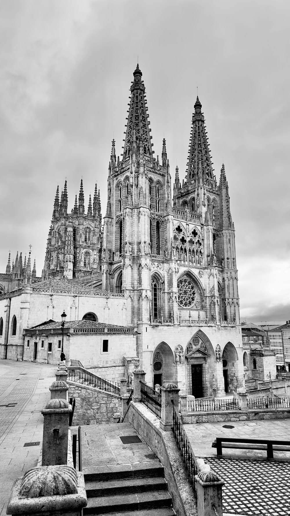 a black and white photo of a cathedral