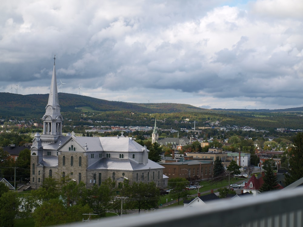 a church with a steeple on top of it