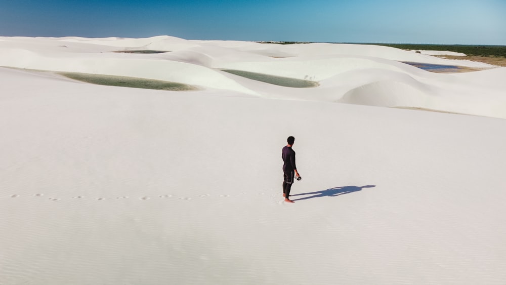 a person standing in the middle of a desert