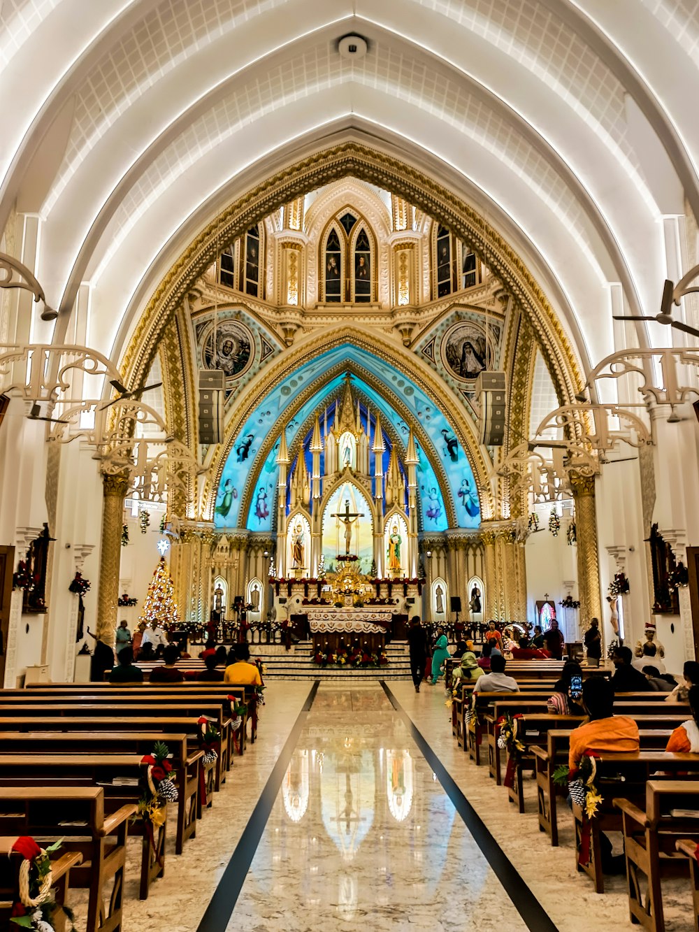 a large church with a high vaulted ceiling