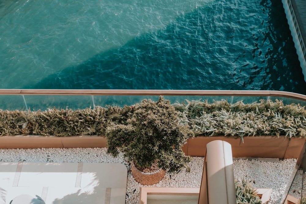 a view of the water from a balcony