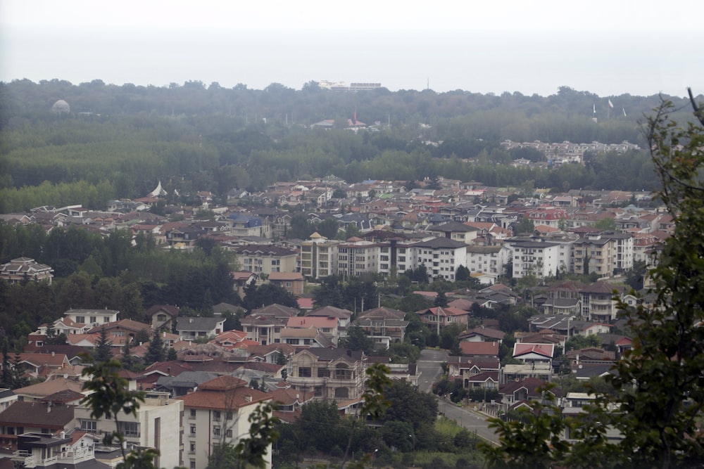 a view of a city from a hill