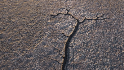 A peaceful landscape showing natural earth cracks and subtle energy lines.