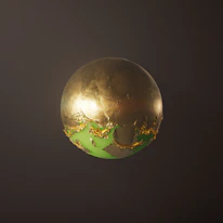 Close-up of the sphere gently rotating, highlighting the subtle textures and warm lighting of the sculpture.