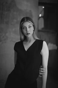 a black and white photo of a woman
