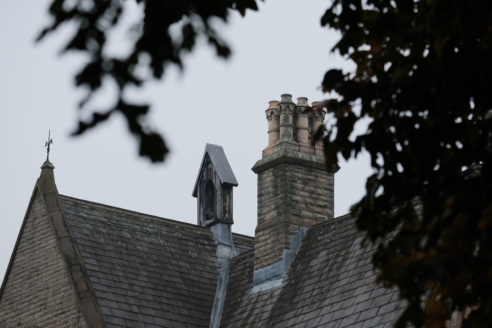 a view of a building with a steeple and a clock tower