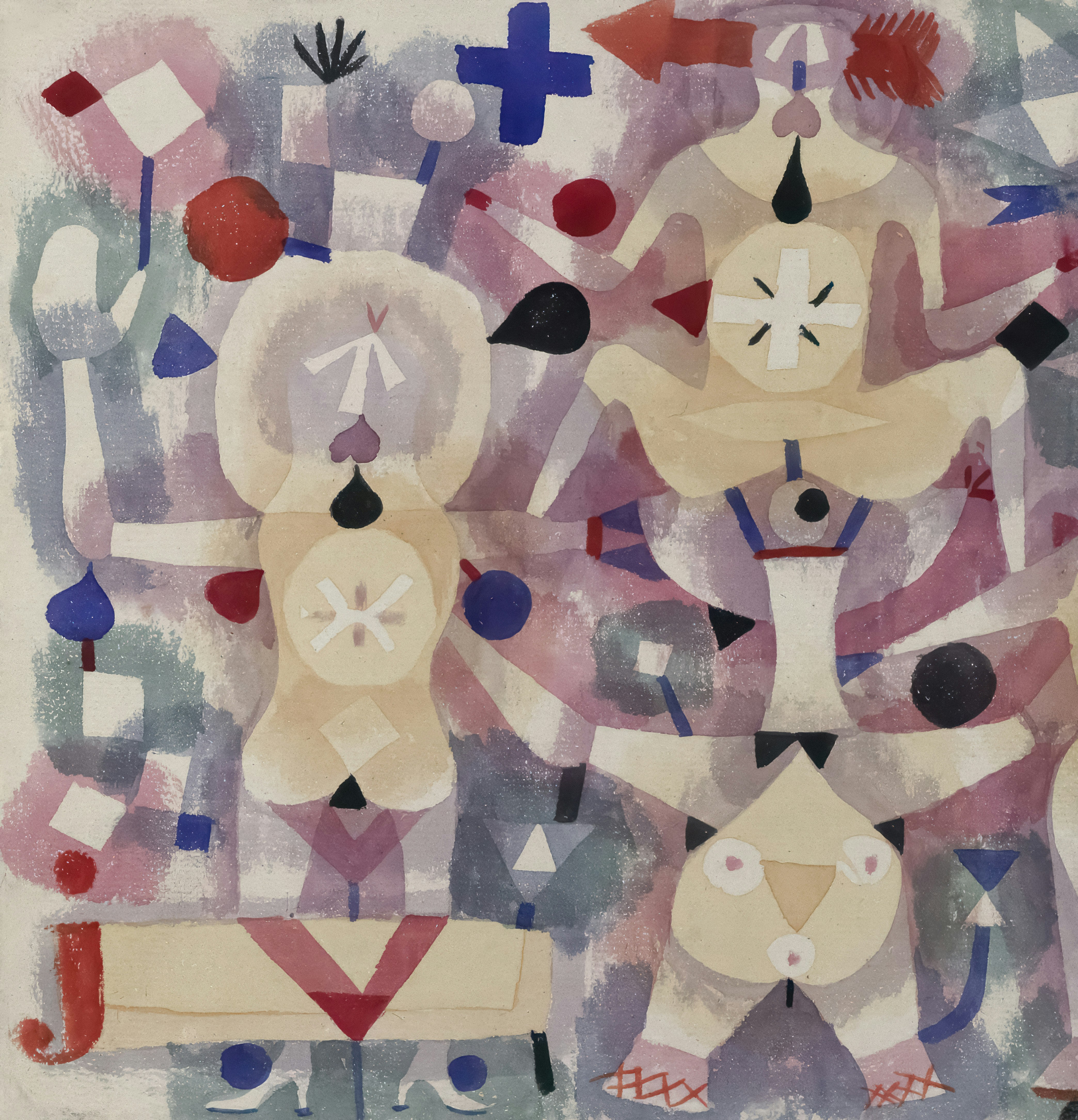 a painting of two people standing next to each other