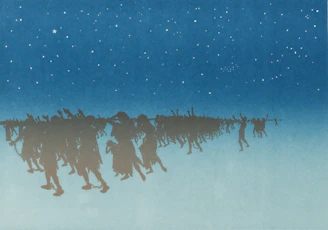 Silhouettes of people dancing together in a circle, embodying community and shared joy