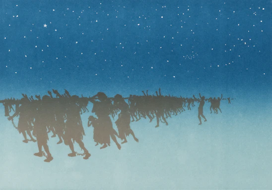 A vibrant, whimsical illustration of lively souls dancing under a starry sky, capturing the essence of youthful spirit.