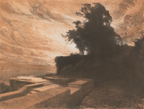 An atmospheric film poster with a surreal landscape and intricate 3D textures