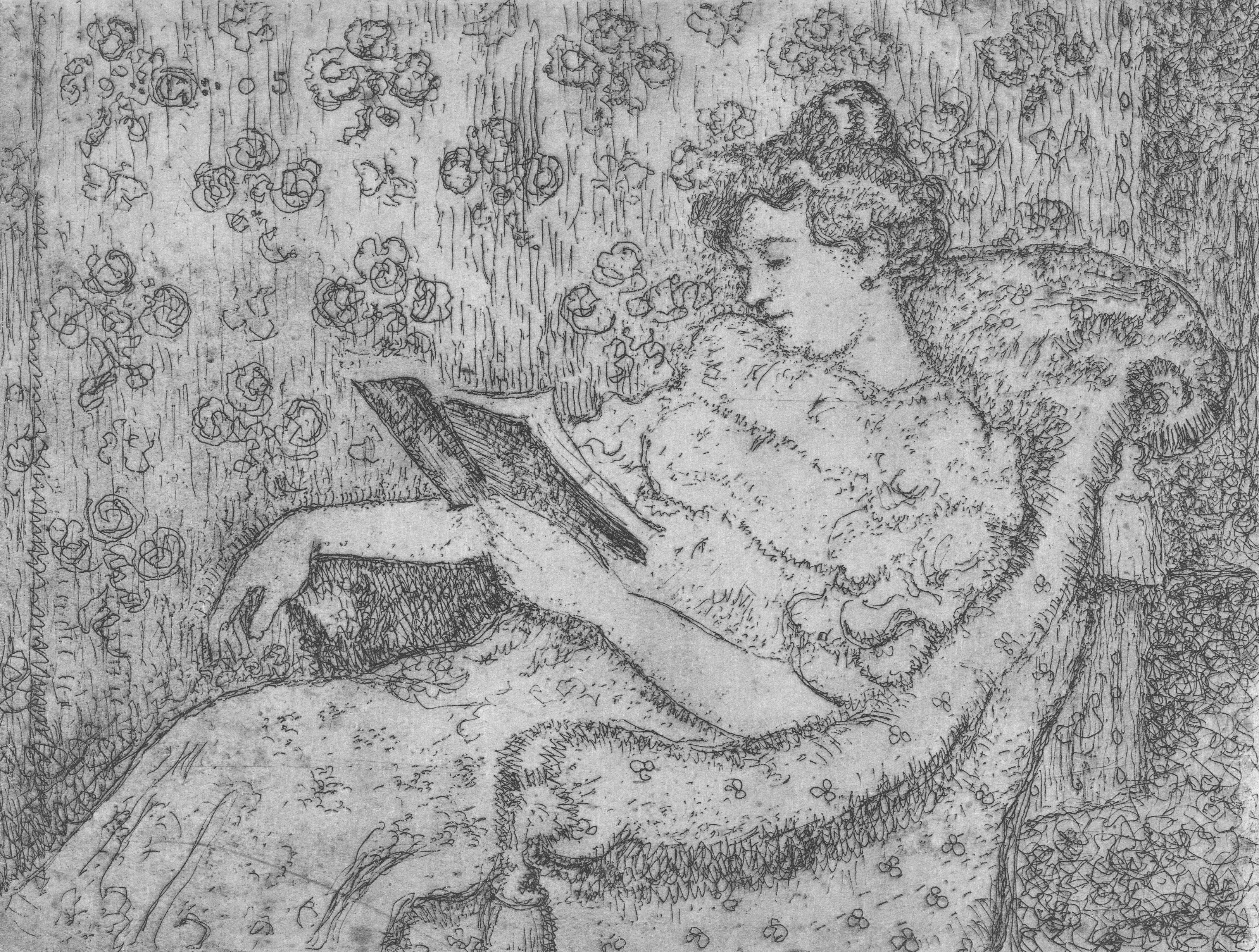 A drawing of a woman reading a book photo – Free Grey Image on Unsplash