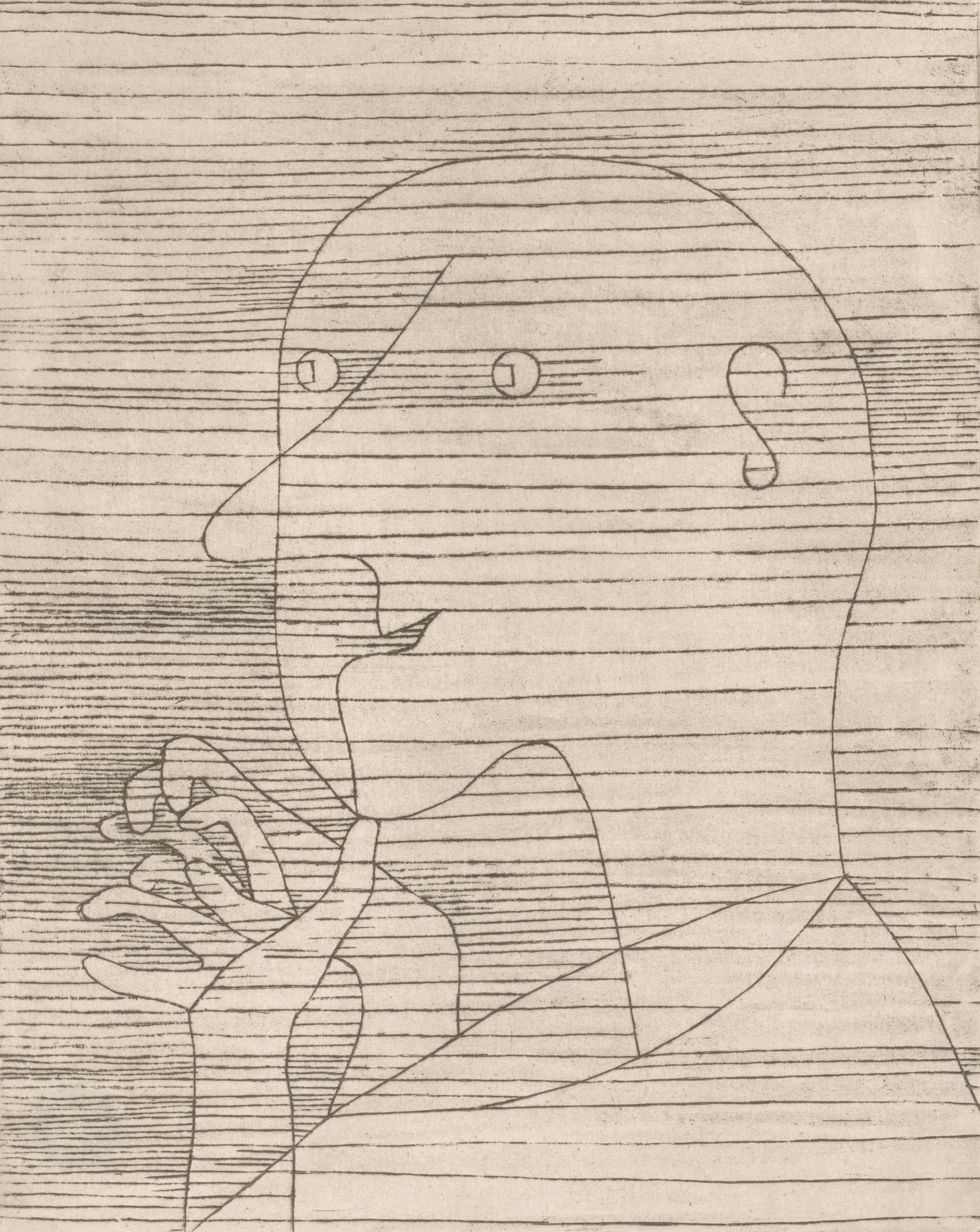 a drawing of a person holding a cigarette