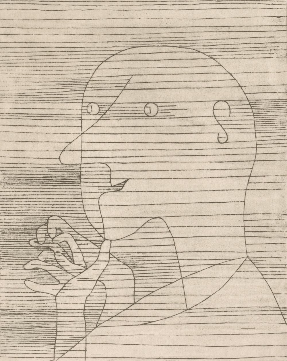 a drawing of a person holding a cigarette