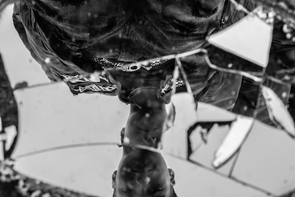a reflection of a person in a mirror