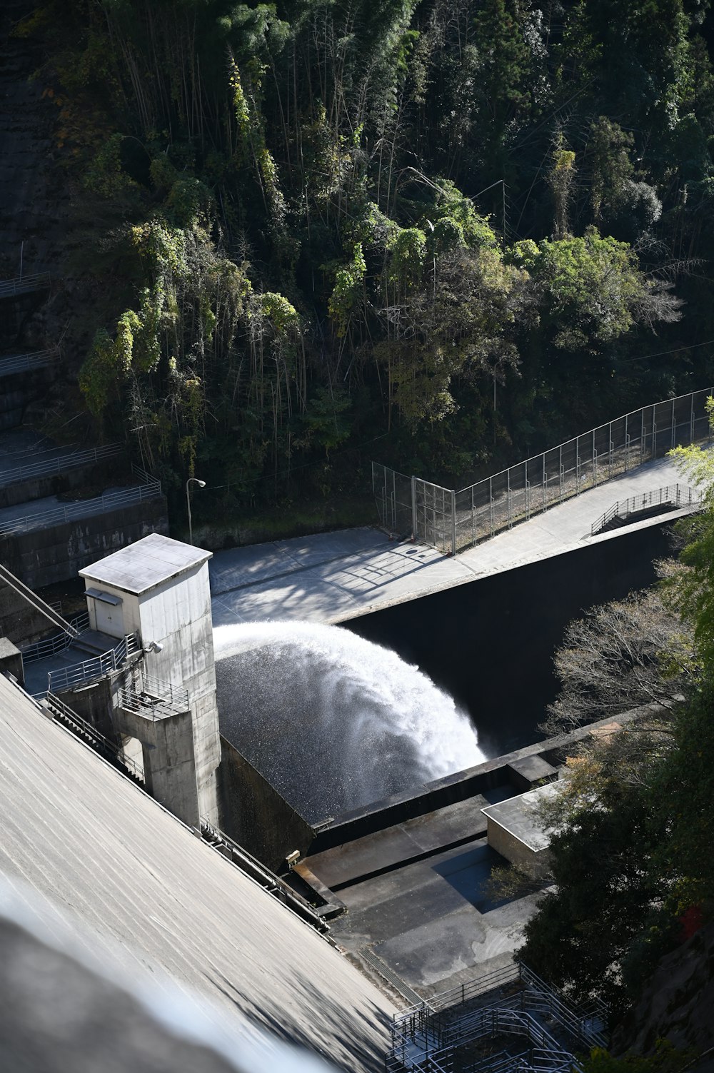 a dam with water coming out of it
