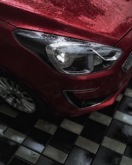 A vibrant image showing a variety of shiny car wash parts neatly displayed in a well-lit store.