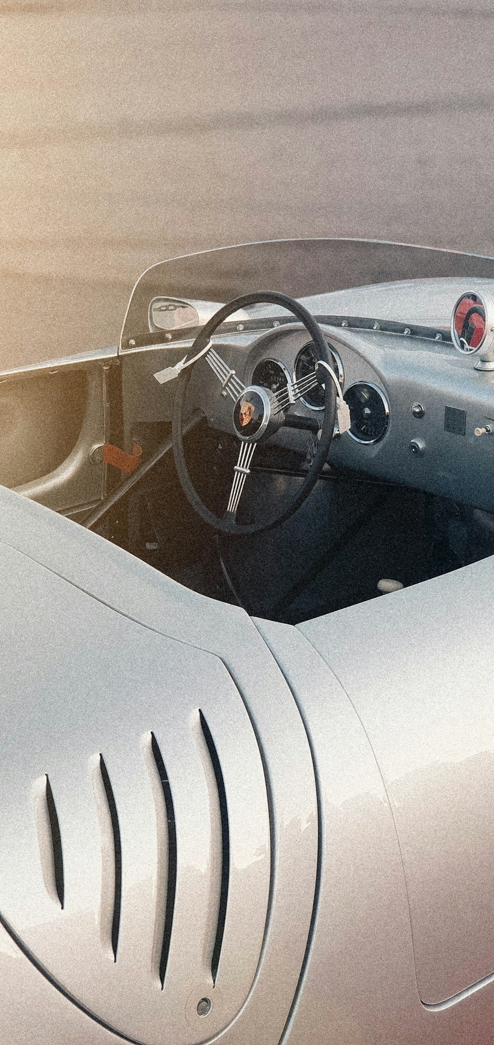 a close up of a car with a steering wheel