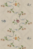 Close-up of a delicate vintage botanical digital pattern with soft pastel tones.