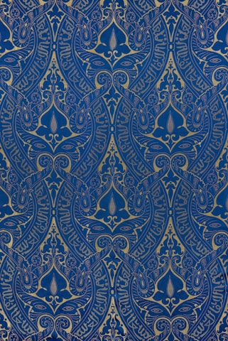 An elegant yantra design with gold and indigo tones.