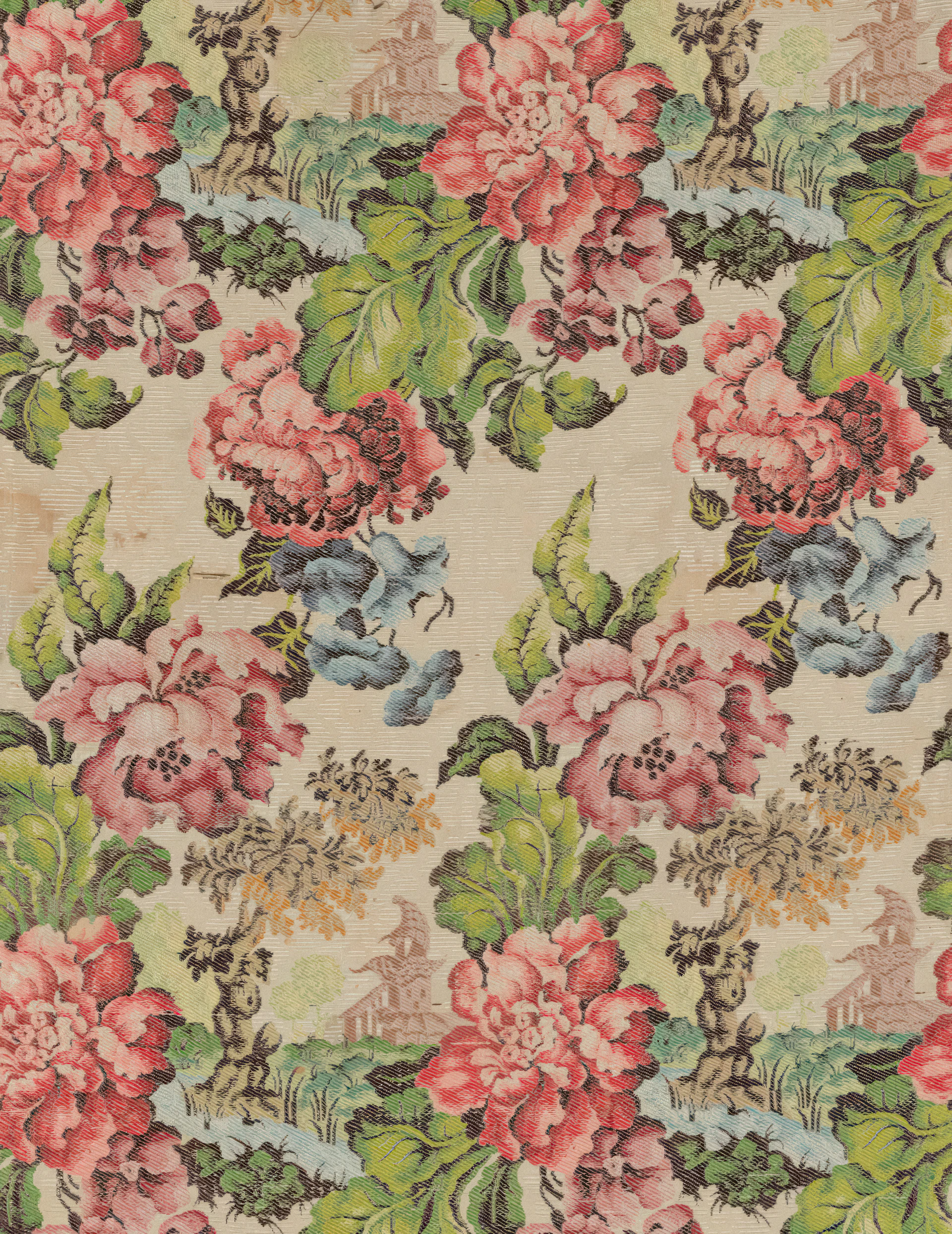 a flowery fabric with many flowers on it