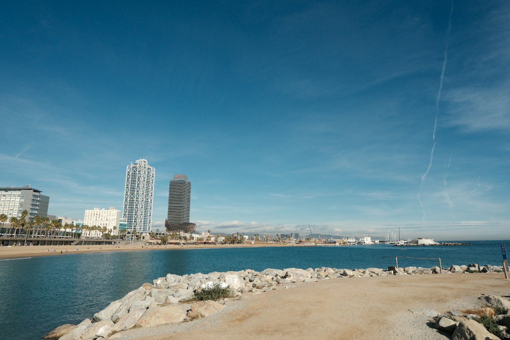 Somorrostro Beach in Barcelona, Spain