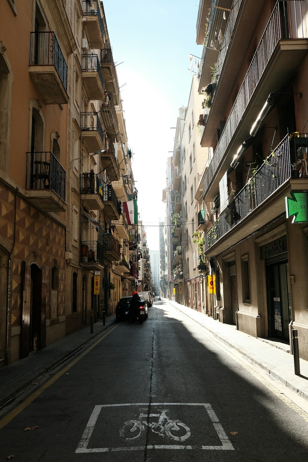 a bike lane on the side of a city street